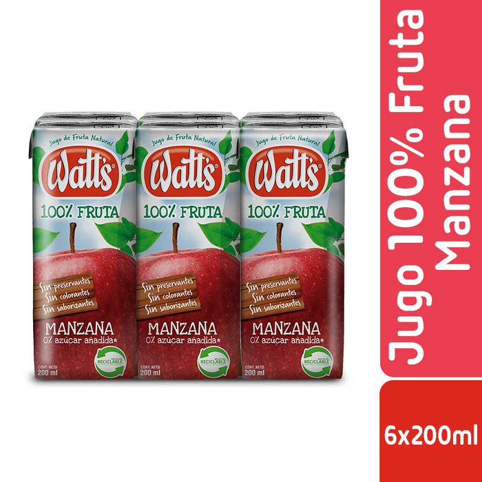 Jugo 100% Fruta Watt's Manzana 6x200ml