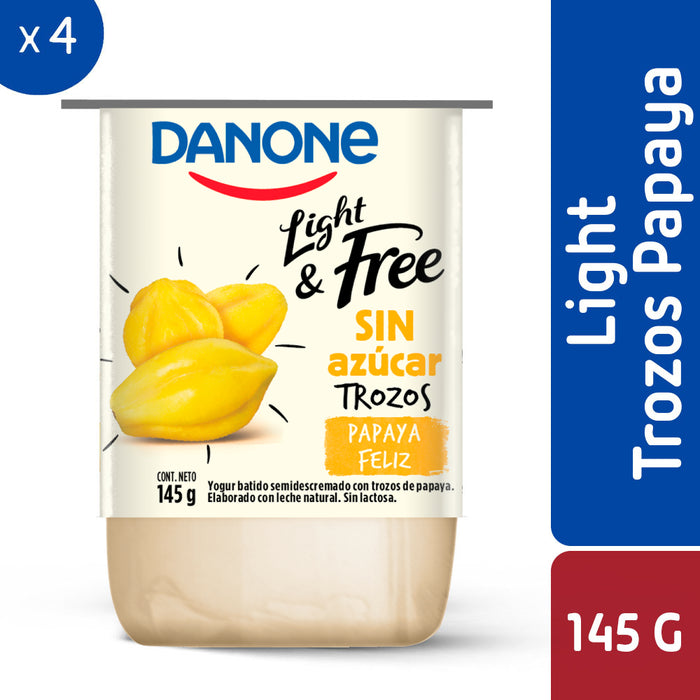 Yogur con Trozos de Papaya Danone Light&Free 4x145g