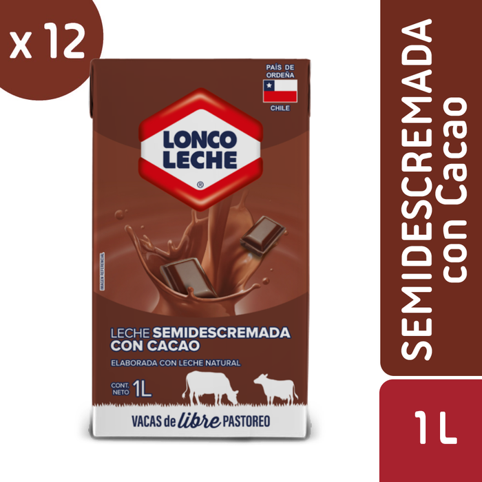 Leche Semidescremada Chocolate Loncoleche 12x1L