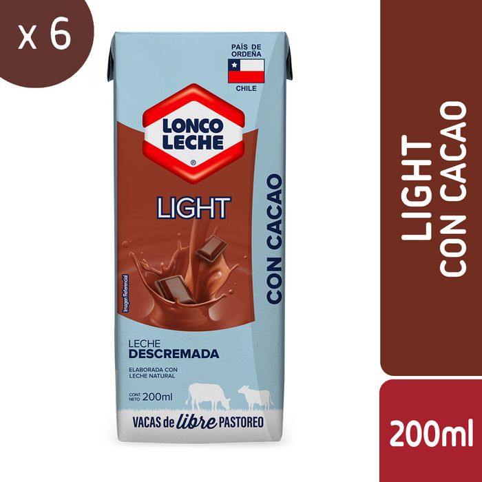 Leche Descremada Light Chocolate Loncoleche 6x200ml