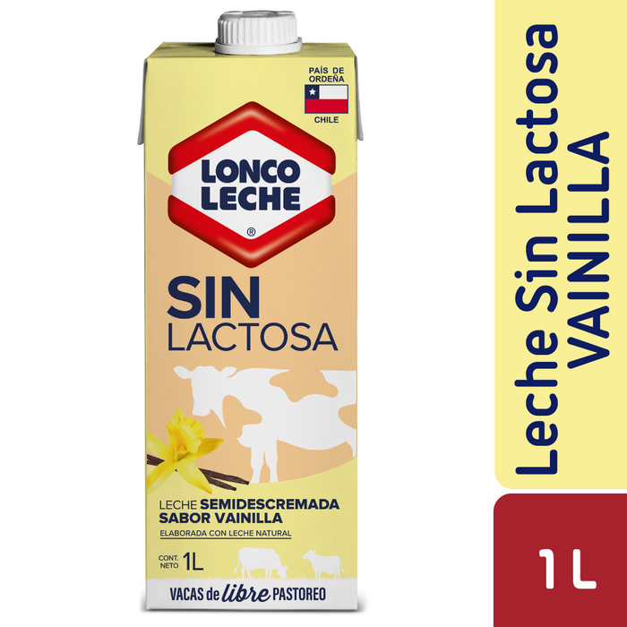 Leche Semidescremada Sin Lactosa Vainilla Loncoleche 1L