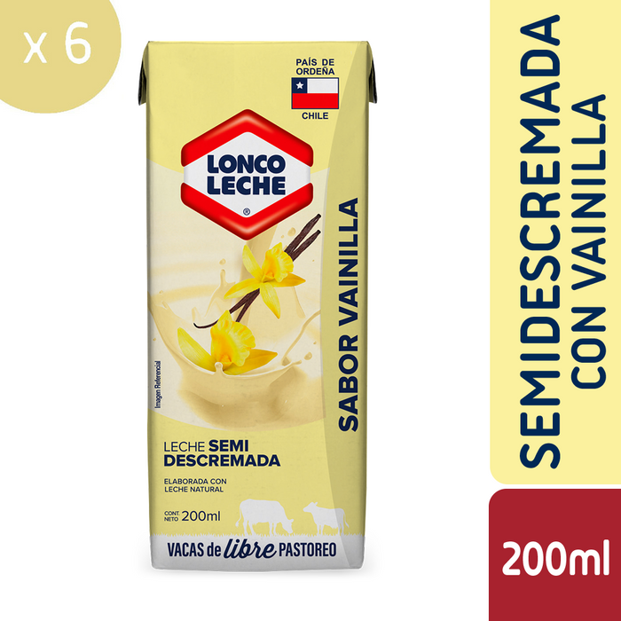 Leche Semidescremada Vainilla Loncoleche 6x200ml