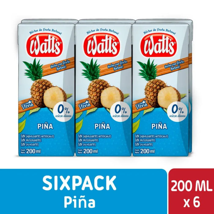 Néctar Watt's 0% Azúcar Piña 6x200ml