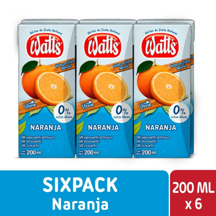 Néctar Watt's 0% Azúcar Naranja 6x200ml