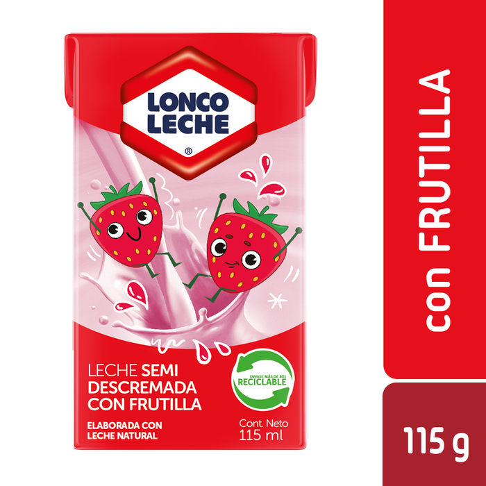 Leche Semidescremada Frutilla Loncoleche 6x115ml