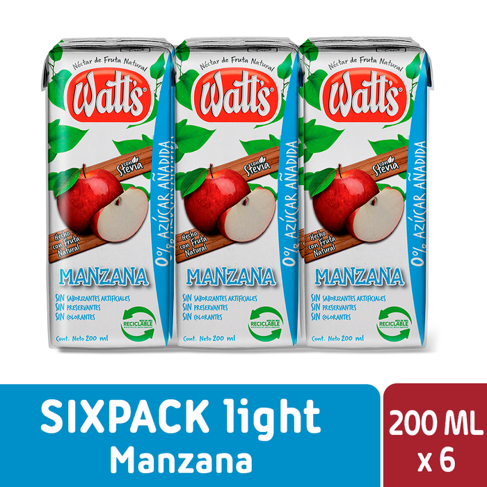 Néctar Watt's 0% Azúcar Manzana 6x200ml