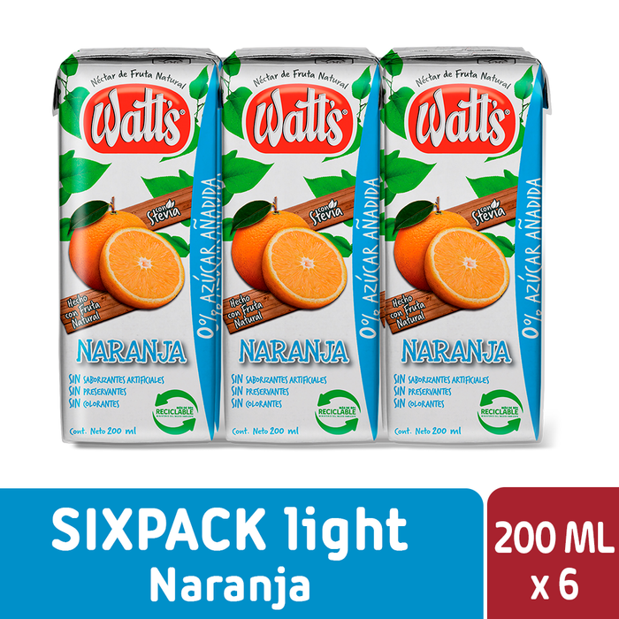 Néctar Watt's 0% Azúcar Naranja 6x200ml