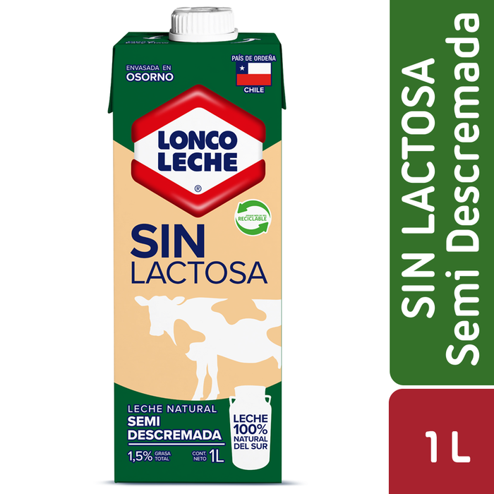 Leche Semidescremada Sin Lactosa Loncoleche 1L