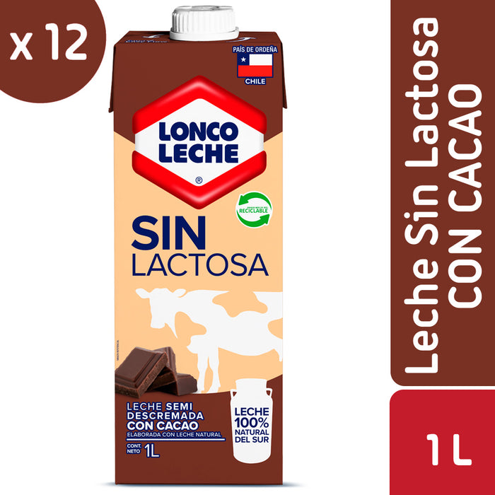 Leche Semidescremada Sin Lactosa Chocolate Loncoleche 12x1L