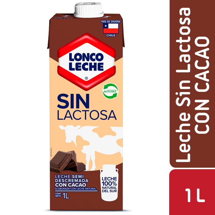 Leche Semidescremada Sin Lactosa Chocolate Loncoleche 1L