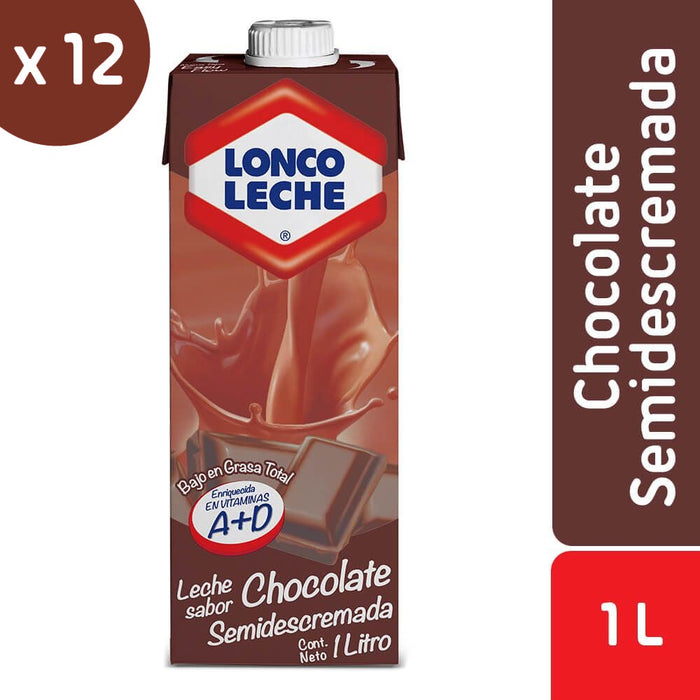 Leche Semidescremada Chocolate Loncoleche 12x1L