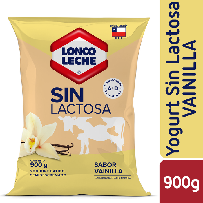 Yogur Sin Lactosa Vainilla en Bolsa Loncoleche 900g