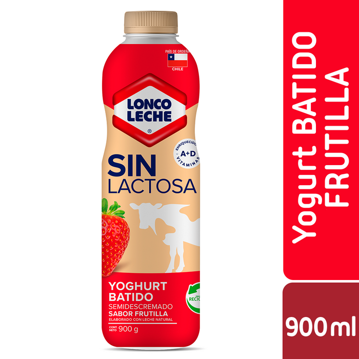 Yogur Sin Lactosa Frutilla en Botella Loncoleche 900ml