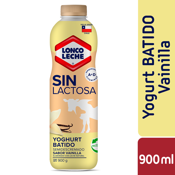 Yogur Sin Lactosa Vainilla en Botella Loncoleche 900ml