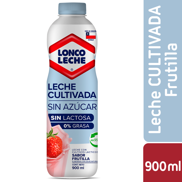 Leche Cultivada Sin Azúcar Frutilla Loncoleche 900ml