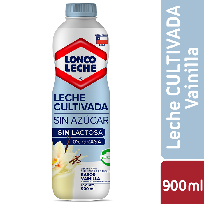 Leche Cultivada Sin Azúcar Vainilla Loncoleche 900ml