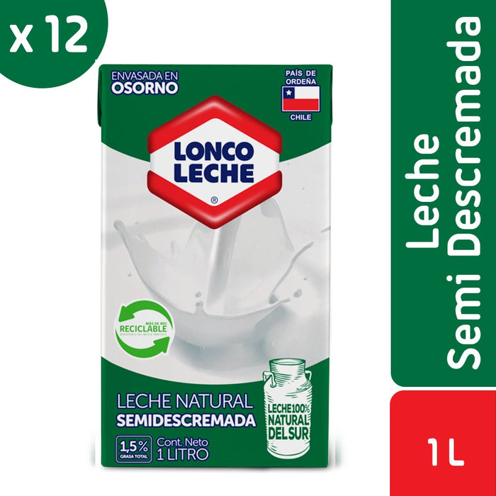 Leche Semidescremada Loncoleche 12x1L