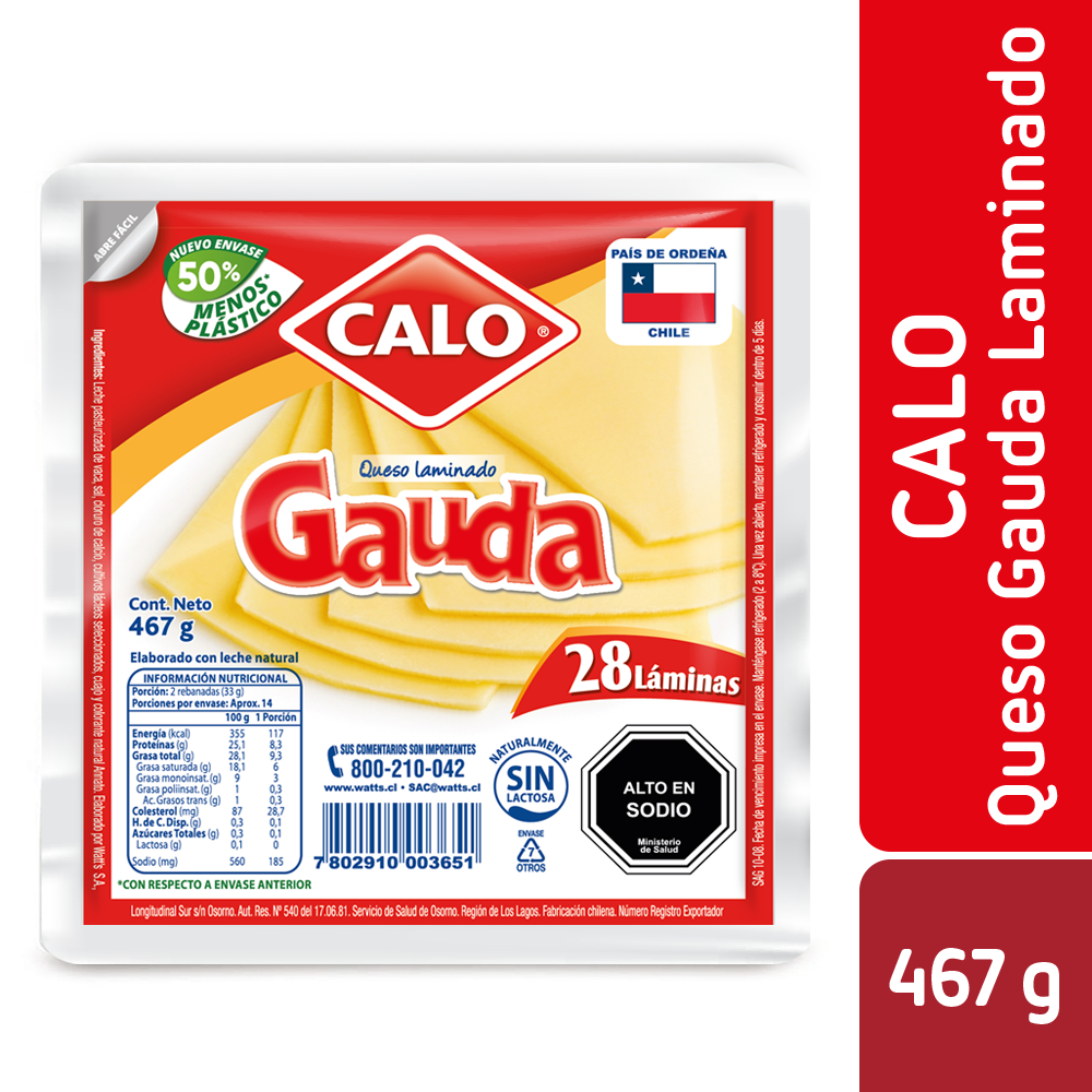 Queso Gauda Laminado Calo 467g