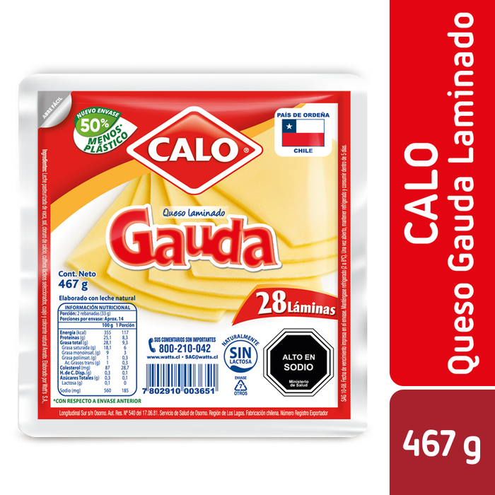 Queso Gauda Laminado Calo 467g