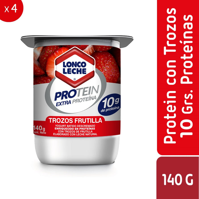 Yogur Protein con Trozos de Frutilla Loncoleche 4x140g