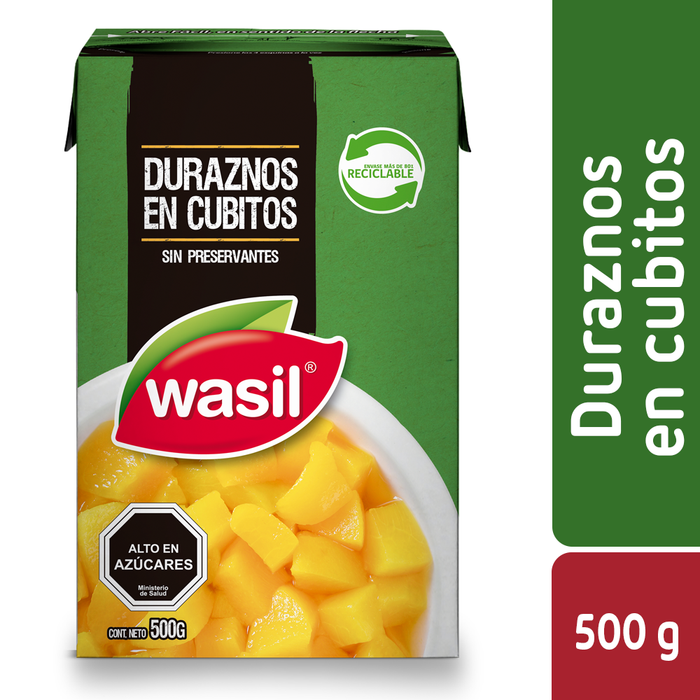 Duraznos en Cubitos Wasil 500g