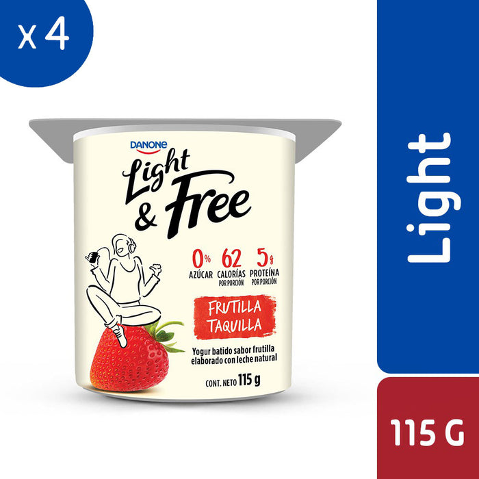 Yogur Frutilla Danone Light&Free 4x115g