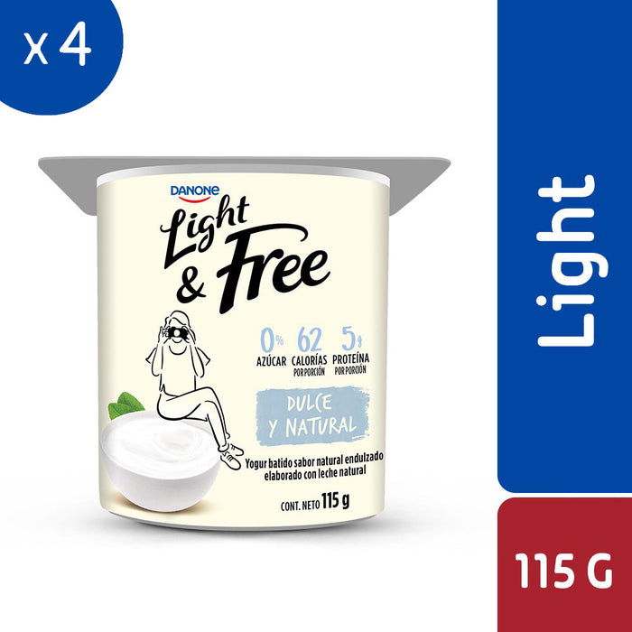 Yogur Natural Danone Light&Free 4x115g