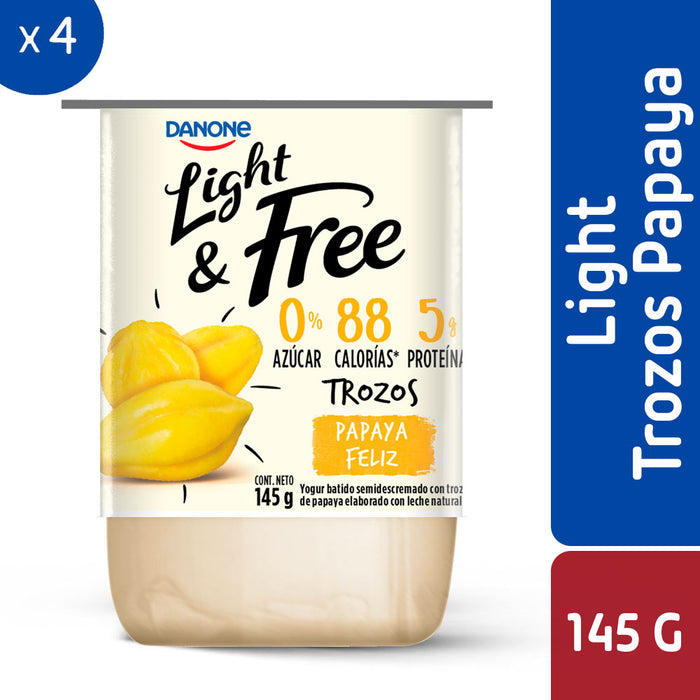 Yogur con Trozos de Papaya Danone Light&Free 4x145g