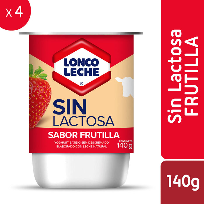 Yogur Sin Lactosa Frutilla Loncoleche 4x140g