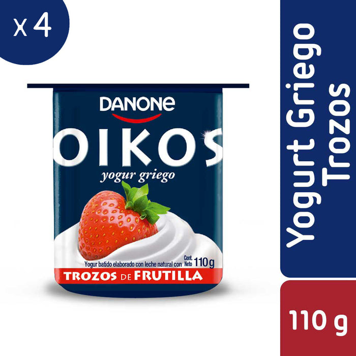 Yogur Griego con Trozos de Frutilla Oikos 4x110g