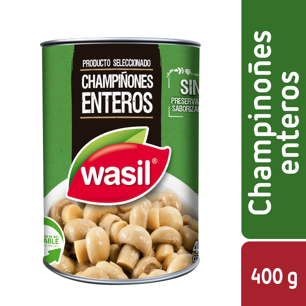 Champiñones Enteros Wasil 400g I El Buen Vecino