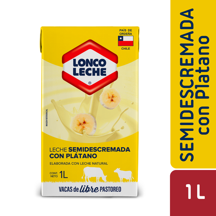 Leche Semidescremada Plátano Loncoleche 1L