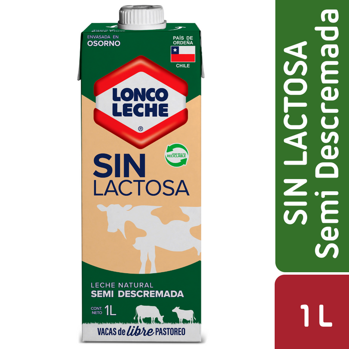 Leche Semidescremada Sin Lactosa Loncoleche 1L