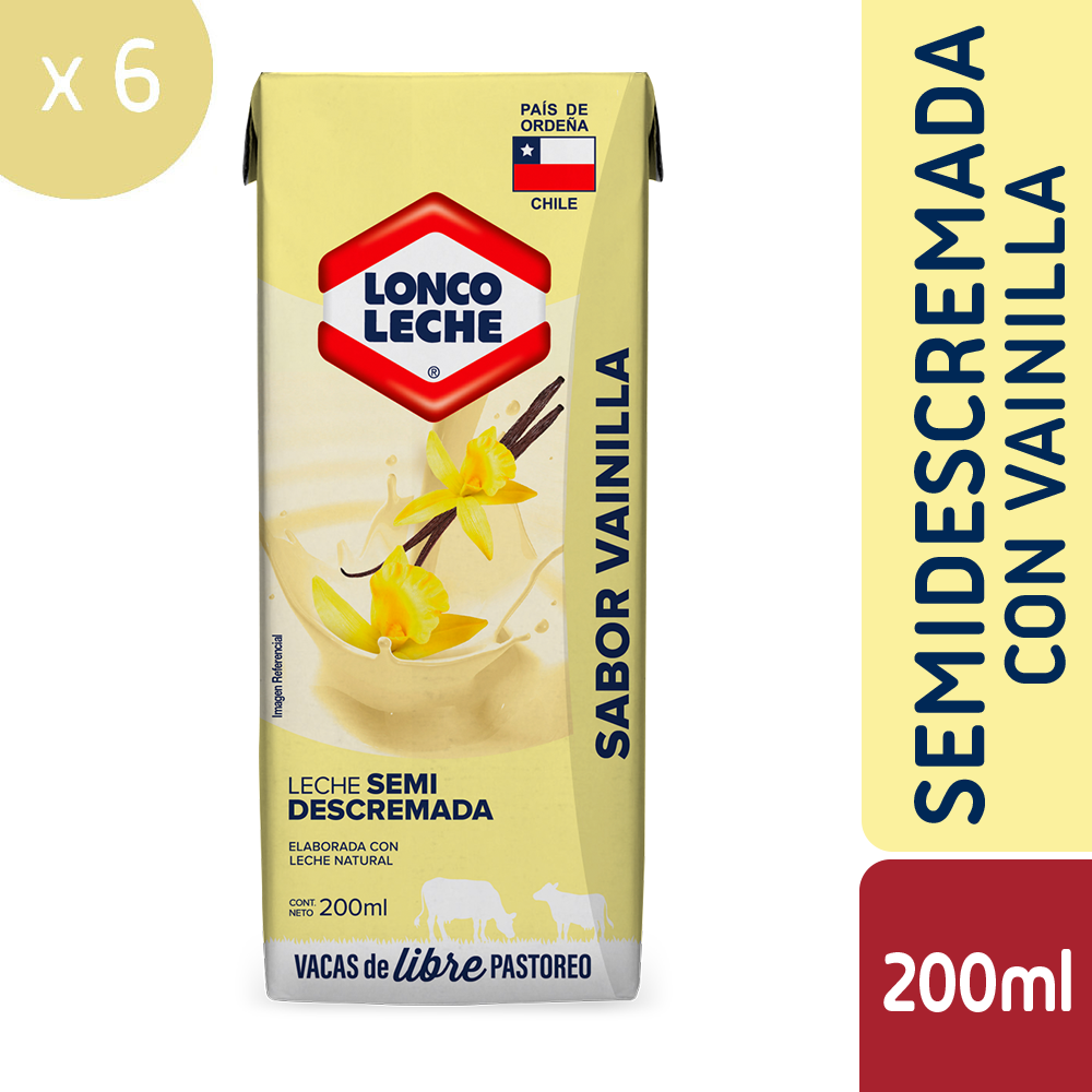 Leche Semidescremada Vainilla Loncoleche 6x200ml